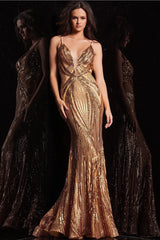 Long Spaghetti Strap Fitted Prom Gown by Jovani 09693