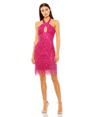 Beaded Fringe Cocktail Short Dress Beaded Fringe Short Mac Duggal 10000