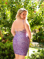 Primavera Couture 14025 Spaghetti Strap Short Sparkling Prom Dress
