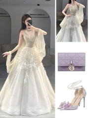 Beautiful Prom Dresses Ball Gown Halter Tulle With Beaded Feathers Long Formal Gown N2927