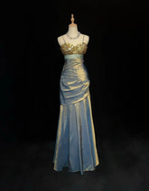 New Prom Dresses Mermaid Spaghetti Strap Floor Length Taffeta Formal Evening Dress N3697