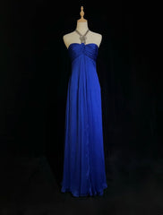 Vintage Prom Dresses A line Halter Royal Blue Chiffon With Beaded 90s Long Formal Gown N2903