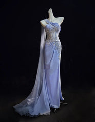 Beautiful Prom Dresses Mermaid One Shoulder Lilac With Appliqued Sleeveless Long Formal Evening Outfits N3642