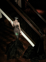 Sparkly Mermaid High Neck Black Sequin With Beads Gem Long Prom Dresses 20th Birthday Outfits AB2406