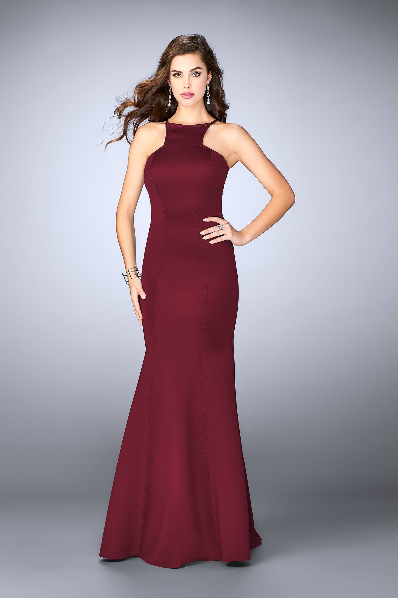 La Femme Open Back Long Prom Dress