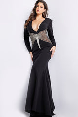 Jovani 26317 Fitted Long Beaded Mermaid Formal Evening Dress