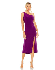 Short Fitted Slit Midi Length Cocktail Dress Fitted Slit Midi Cocktail Mac Duggal 27140
