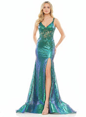 Long Spaghetti Strap Prom Dress by Colors CL2848