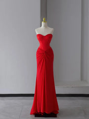 Beautiful Prom Dresses Mermaid Sweetheart Chiffon Red Long Formal Gown N2948