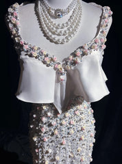 Beautiful Prom Dresses Mermaid Sweetheart White Chiffon With Flowers Long Evening Outfits N3386