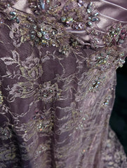 Elegant Prom Dresses Mermaid Sweetheart Lilac Tulle Lace With Beaded Long Formal Gown N2909