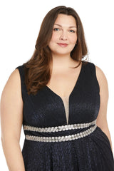 Long Plus Size Metallic Dress Evening Formal R&M Richards 3138W