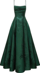 Chic A line Straps Sleeveless Floral Lace Green Prom Dress AB1858