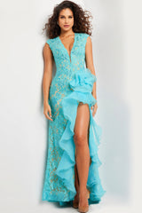 Jovani 38668 High Slit Long Prom Formal Dress