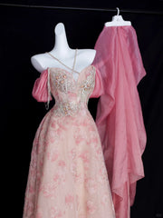 Romantic A line Halter Pink Sequined With Beaded Formal Dress Long Prom Dresses N2826