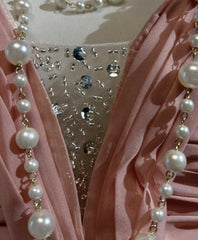 Vintage Mermaid Halter Pink With Folds Sleeveless Long Formal Dress Gown Birthday Prom Dresses N2447