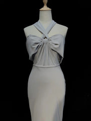 Vintage Prom Dresses Inspo Mermaid Halter Grey Long 1990s With Folded Formal Gowns N3325