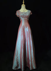 Modest Prom Dresses A line Square Neck With Short Sleeves Long Formal Evening Dress N3872