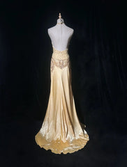 Modest Senior Prom Dresses High Schools Inspiration A Line Halter Yellow Semi Formal Grad Long Prom Dresses For Teens AB2153