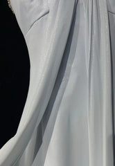 Vintage 90s Prom Dresses A Line Strapless Silver Chiffon Empire Long Prom Gown N3019
