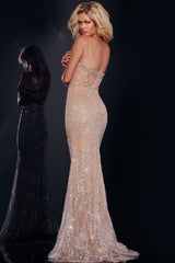 Jovani 42229 Long Fitted Beaded Mermaid Prom Dress