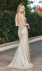 Sheer Lace-Bodice Long Glitter Prom Dress 4313