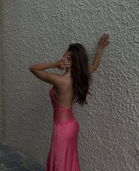 Classy Prom Dresses Inspiration Sheath Halter Pink Silky Satin Long Semi Formal Dance Grad Prom Dress For Teens High Schools AB1953
