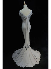Vintage Prom Dresses Inspo Mermaid Halter Grey Long 1990s With Folded Formal Gowns N3325