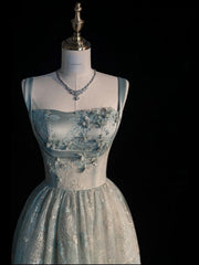 Beautiful A line Sage Green Long Tulle Prom Dress AB1836