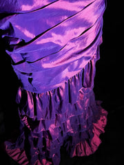 Vintage Prom Dresses 90s Mermaid Strapless Purple Satin With Tiered Layers Long Semi Formal Evening Outfits N3661