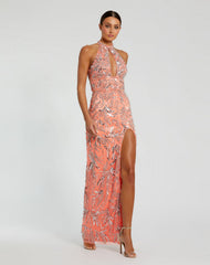 Long Fitted Slit Beaded Prom Formal Dress Fitted Slit Beaded Prom Mac Duggal 6030