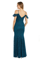 Long Formal Glitter Lace Dress Evening R&M Richards 6177