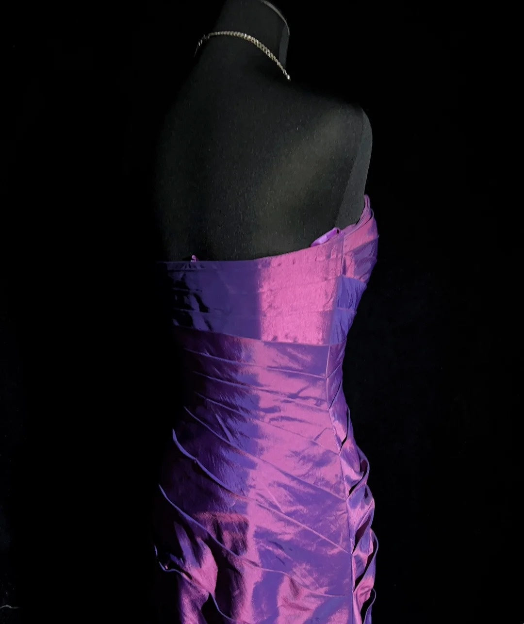 Vintage Prom Dresses 90s Mermaid Strapless Purple Satin With Tiered Layers Long Semi Formal Evening Outfits N3661
