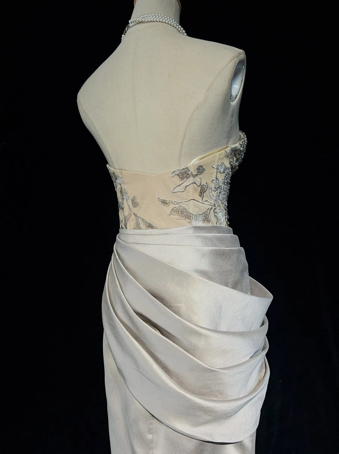 Vintage Prom Dresses 80s Mermaid Sweetheart Silver Grey With Beading Semi Formal Evening Outfits N3638