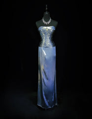 Vintage Prom Aesthetic Dresses A line Navy Blue With Beading Long Formal Dress N3025