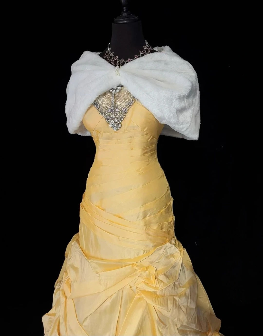 Elegant Prom Dresses Ball Gown Spaghetti Strap Yellow Taffeta With Pleated Long Formal Gown N2918