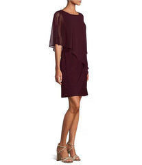 SL Fashions 9177437 Short Capelet Cocktail Dress