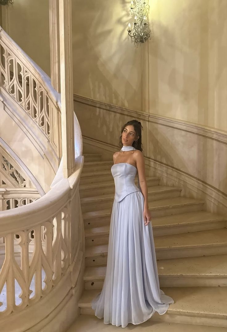 Elegant A line Strapless Light Sky With Scarf Winter Long Formal Ideas Prom Evening Dress Dinner Outfits Party Gowns For Women AB2025