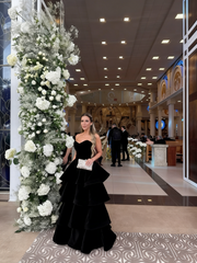 Elegant Ball Gown Sweetheart Satin Layered Long Formal Prom Evening Dresses Dinner Outfits Party Gowns AB2192