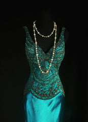 Vintage Prom Dresses 90s Formal Mermaid V Neck Silk Satin With Beadings Long Party Gowns Prom Dresses AS045