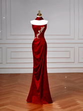 Sexy Senior Prom Dresses High Schools Inspiration Mermaid Strapless Burgundy Satin Semi Formal Grad Long Prom Dresses AQ057