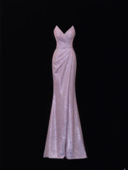 Modest Prom Dress Aesthetic Mermaid Sweetheart Lilac Sequin Style Impress With Pleated Long Party Formal Gown SA074