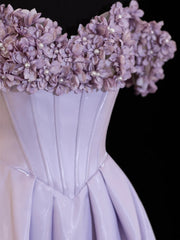 Modest Prom Dresses Aesthetic A Line Off The Shoulder Lilac Inspiration Flowers Style Impress With Sleeves Long Party Formal Gown SA089