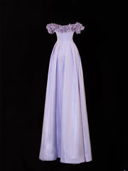 Modest Prom Dresses Aesthetic A Line Off The Shoulder Lilac Inspiration Flowers Style Impress With Sleeves Long Party Formal Gown SA089