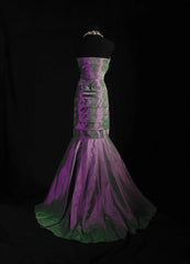Vintage 80s Formal Mermaid Sweetheart Purple With Pleated Sleeveless Long Prom Dresses Party Formal Gowns AS091