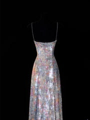 Classy A Line Spaghetti Straps Floral Sequins Style Impress Long Prom Dresses Formal Party Gowns SA096
