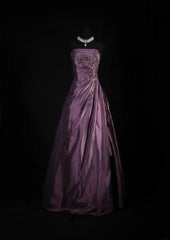 Retro Ball Gowns Women Cocktail Party Gown Strapless With Beads Cape Outfits 90s Purple Long Graduation Dinner Outfits Prom Dresses AS143