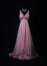 Vintage Prom Dresses Inspiration A line V Neck Chiffon Floral Pink Semi Formal 90s Prom Dresses For Teens High Schools AS179