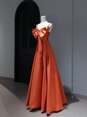 Modest Prom Dresses Aesthetic A Line Spaghetti Straps Satin Orange Inspiration Style Impress Corset Fitted Long Party Formal Gown AS386