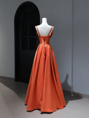 Modest Prom Dresses Aesthetic A Line Spaghetti Straps Satin Orange Inspiration Style Impress Corset Fitted Long Party Formal Gown AS386